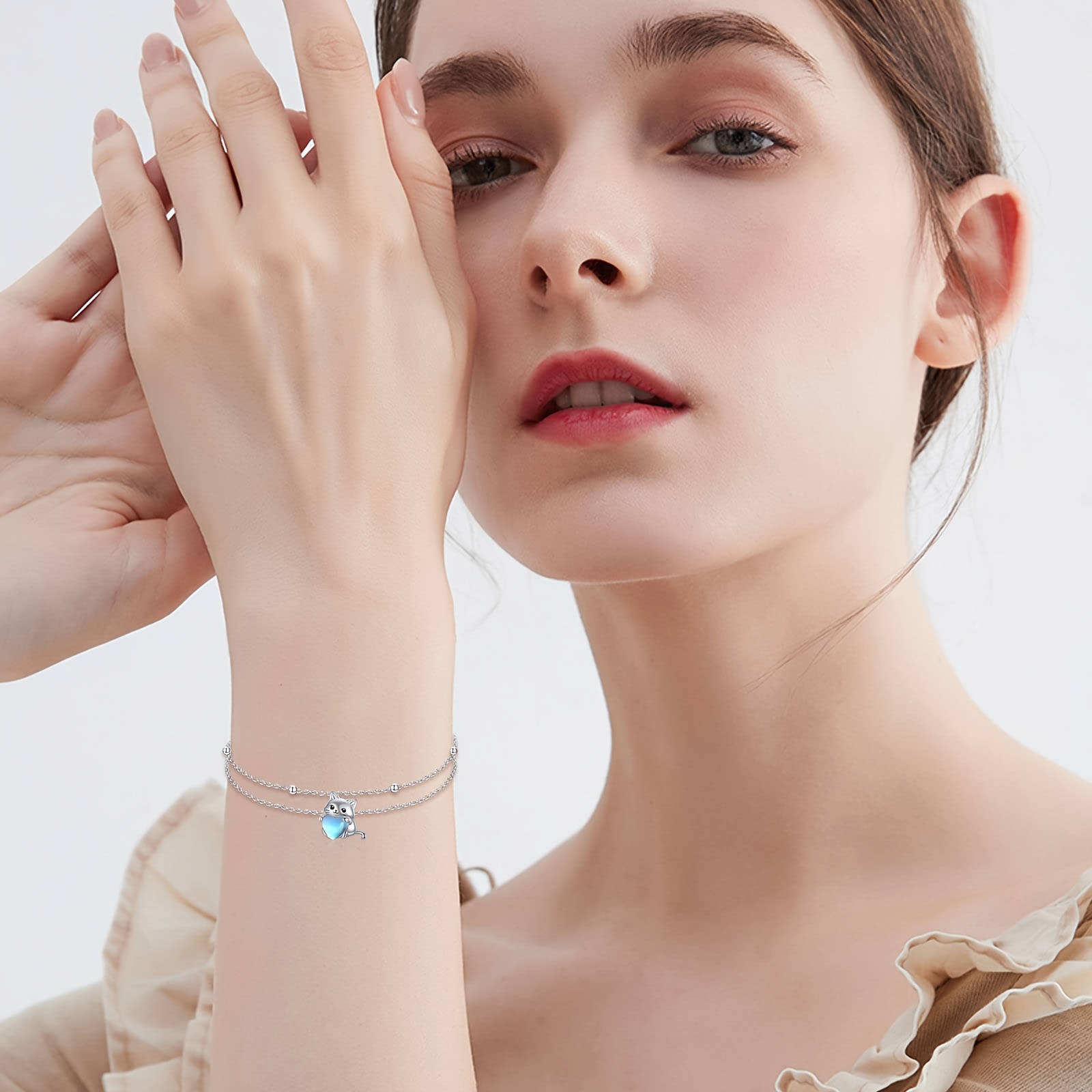 Moonstone Cat Bracelet S925 Sterling Silver